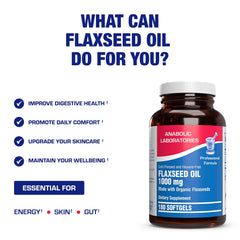 Anabolic Laboratories flaxseed oil label detail emphasizes non GMO organic formulation
