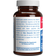 Closeup of Anabolic Laboratories vitamin C chewable tablet, orange flavor, kid-friendly daily use.