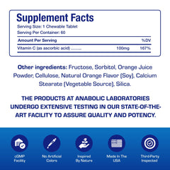 Anabolic Laboratories vitamin C chewables in a sturdy bottle—safely sealed for quality.