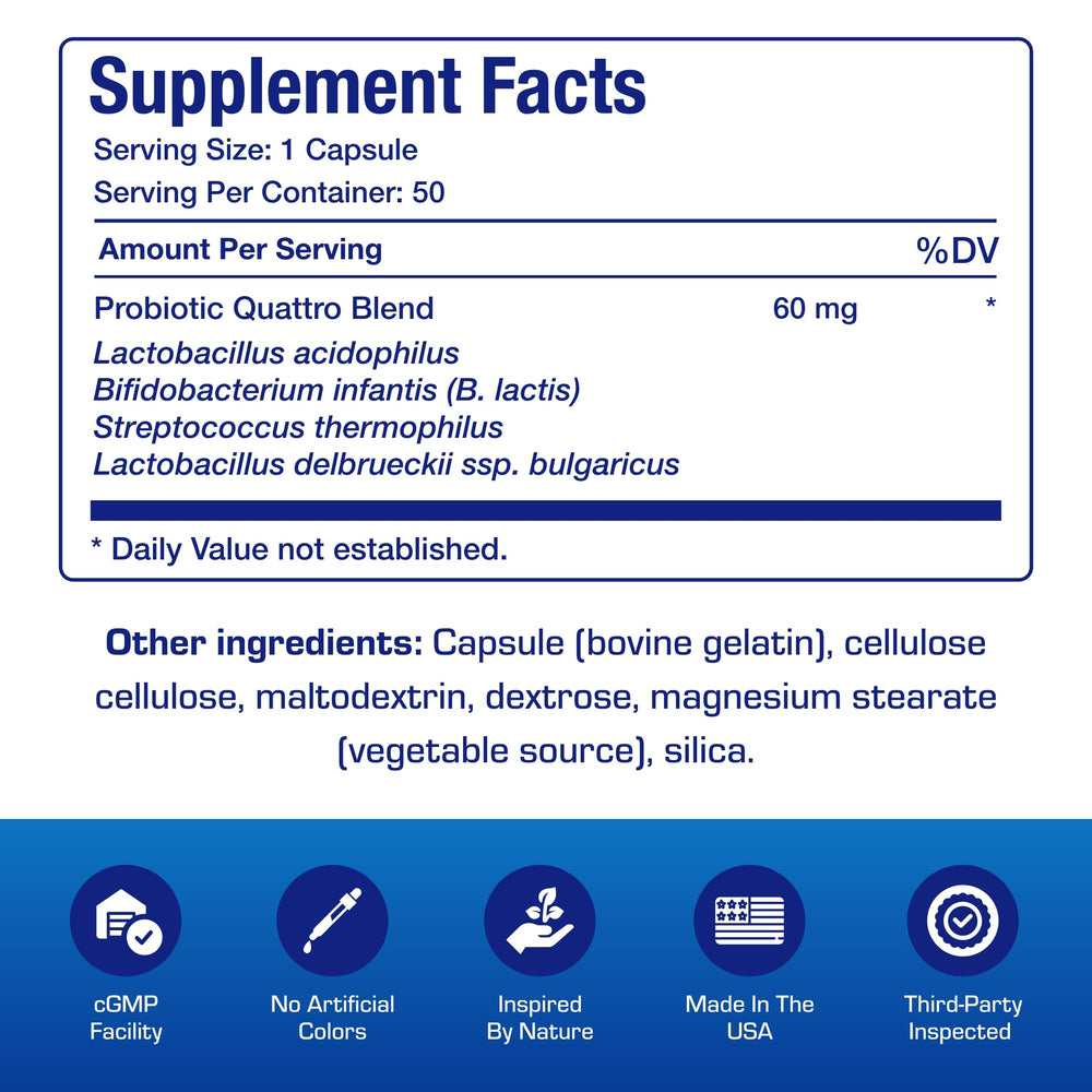 Quadbiotic capsules poured ready for a daily routine