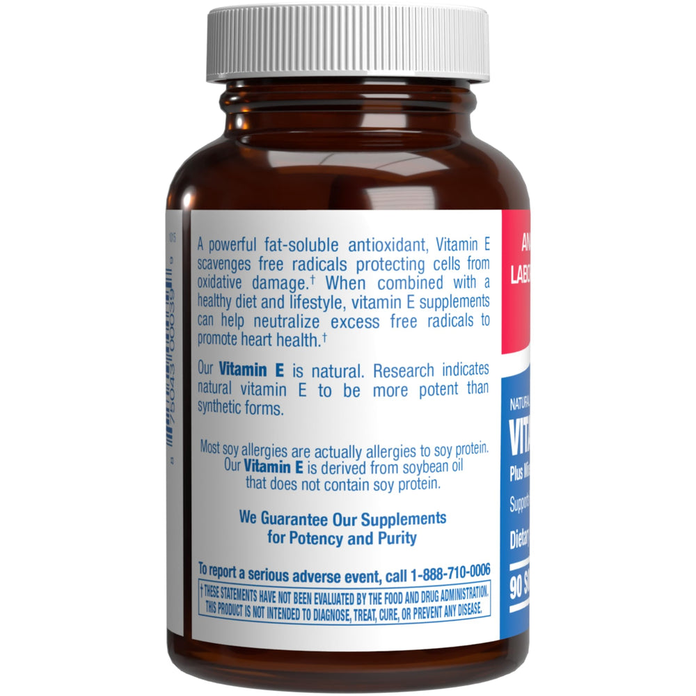 Contents of the Vitamin E 400 IU softgels capsules for easy swallowing