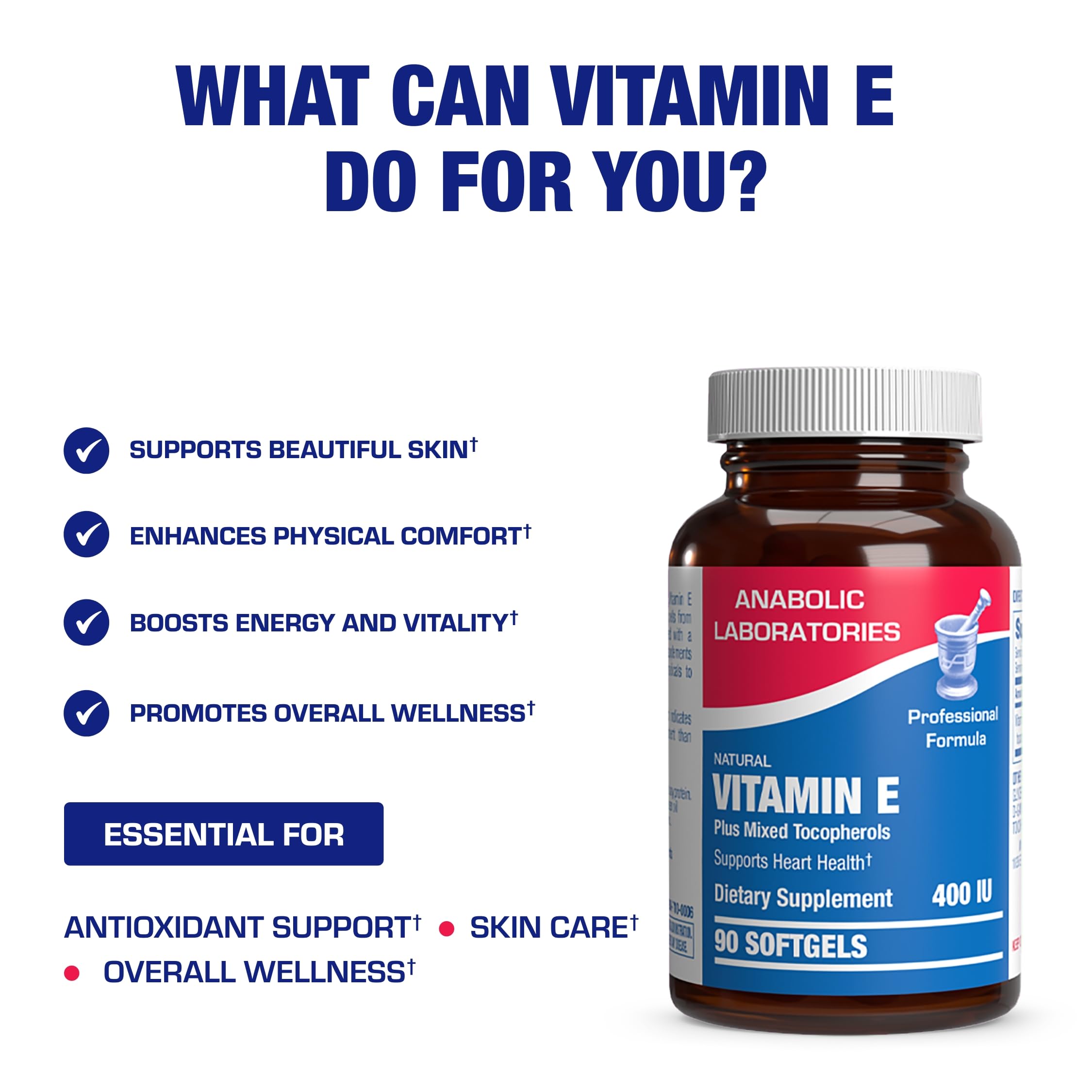 Ingredients panel on Anabolic Laboratories Vitamin E 400 IU softgels