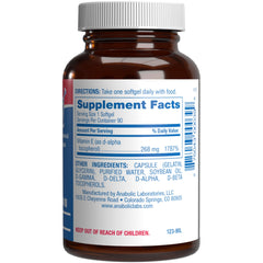 Anabolic Laboratories Vitamin E 400 IU softgels label closeup with product details