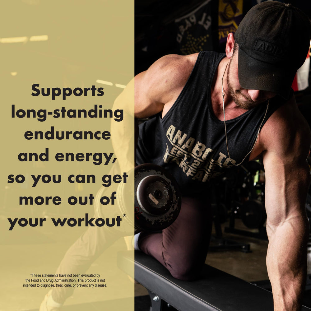Anabolic Warfare Creatine Carnage athlete training scene highlighting endurance benefits.