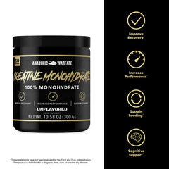 Anabolic Warfare Creatine Monohydrate Fruit Explosion mixing glass for at-home shakes.