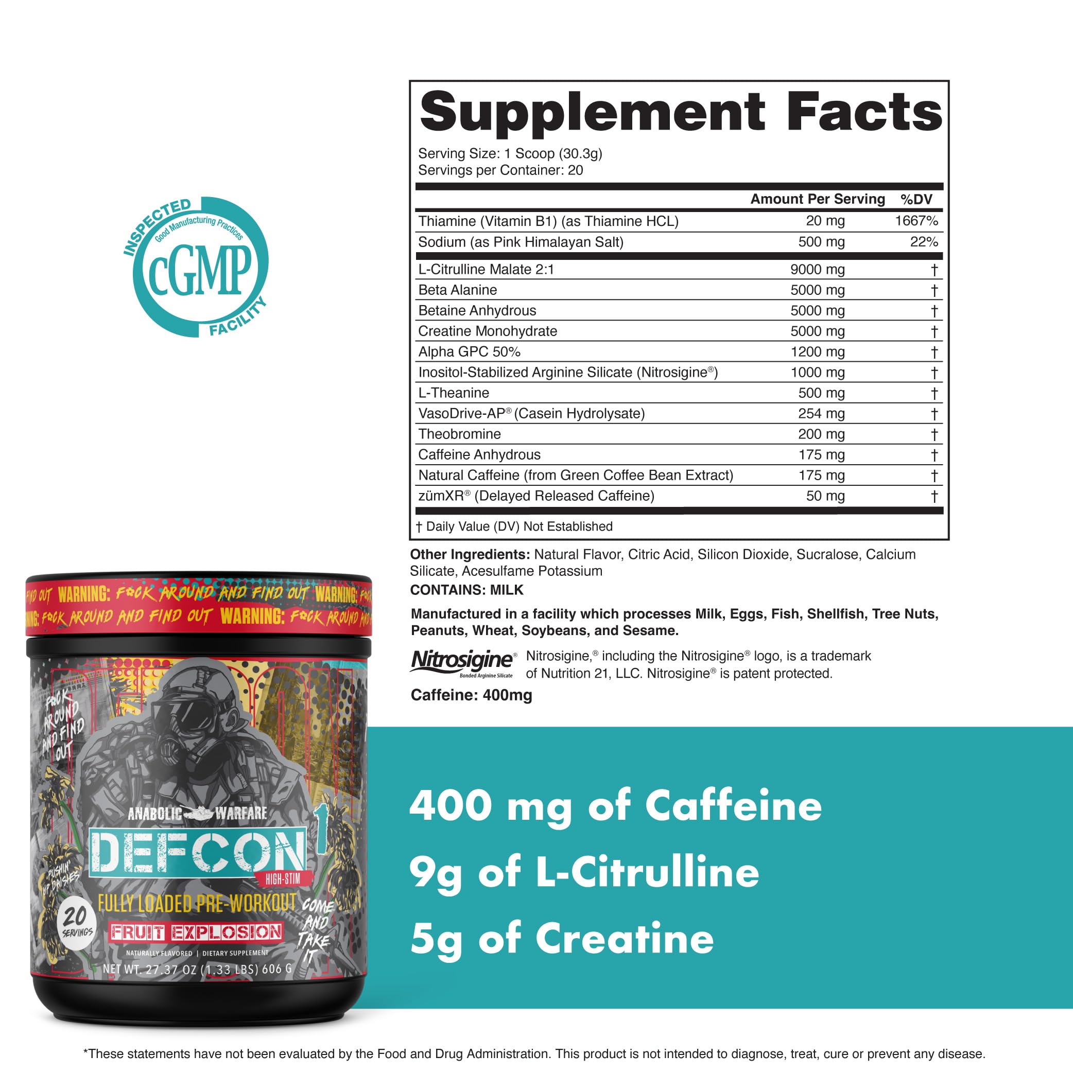Anabolic Warfare Defcon1 creatine powder showcases strength and endurance during training.