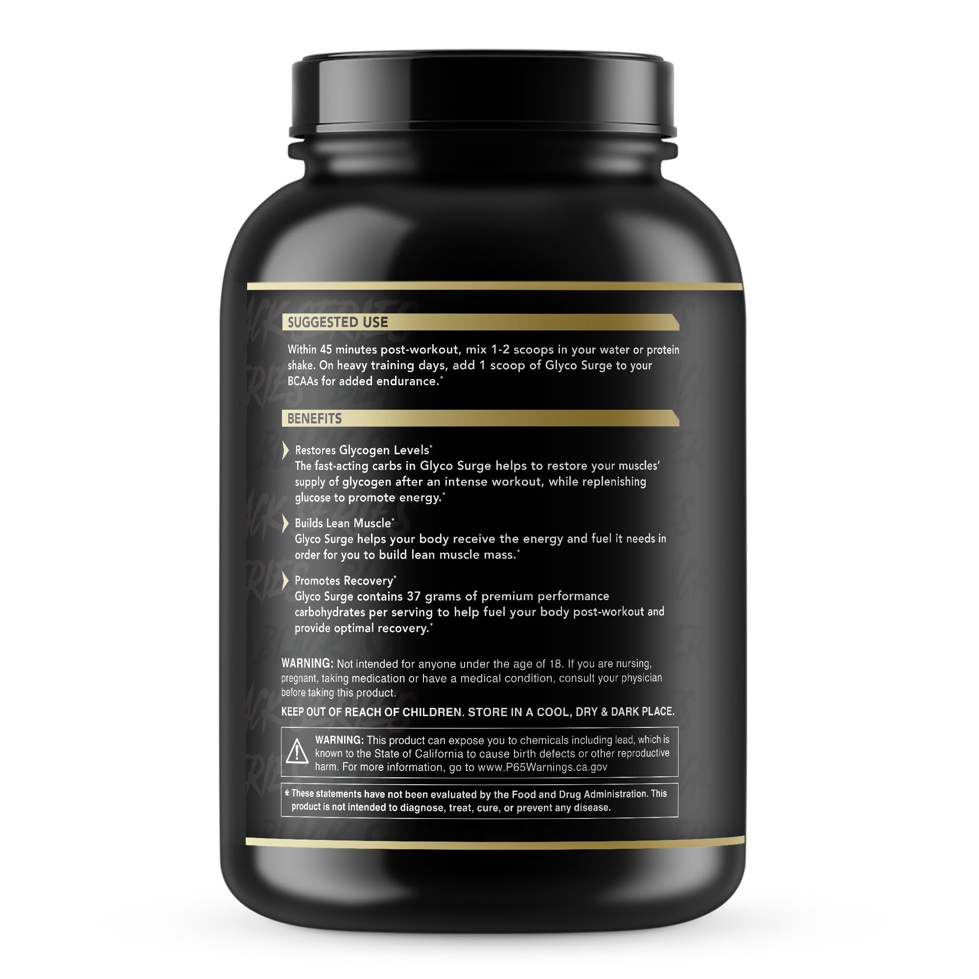 Glyco Surge shaker ready to mix fast-acting carbs for recovery.
