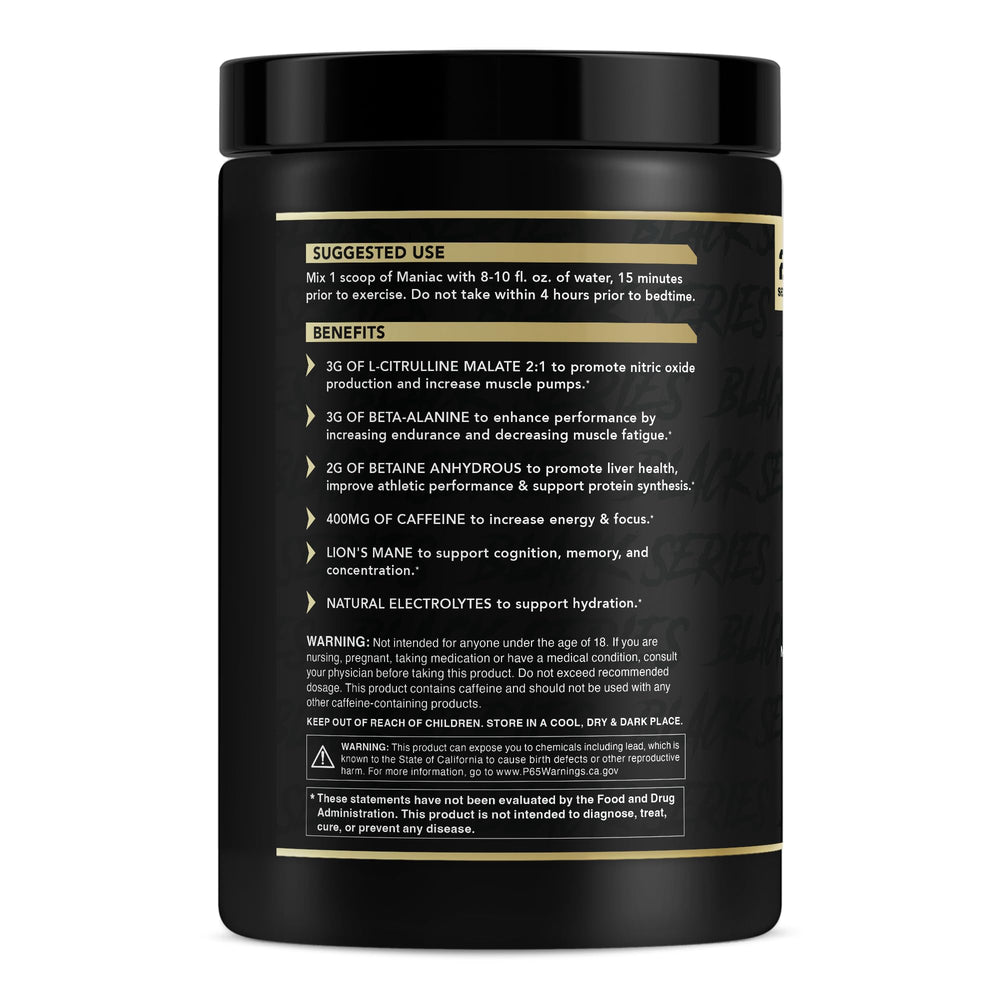 Anabolic Warfare Maniac bottle-front highlights premium pre-workout formula for heightened focus