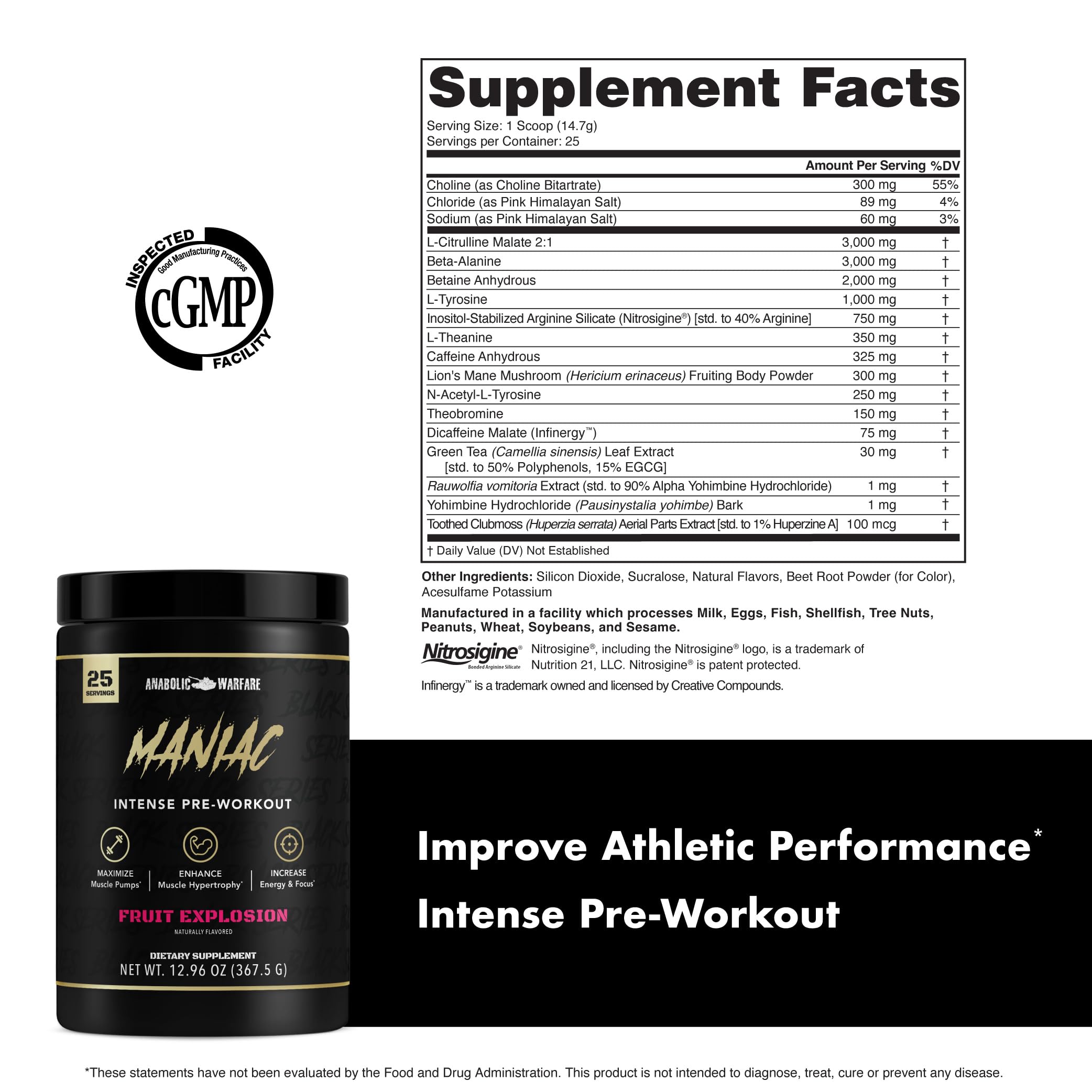 Anabolic Warfare Maniac Lion’s Mane focus support for sharper training.