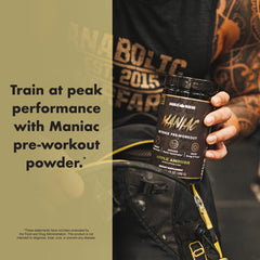 Anabolic Warfare Maniac mixed drink with vibrant color and focus for workouts