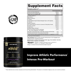 Anabolic Warfare Maniac powder-pour captures fast-dissolving texture for efficient hydration before training