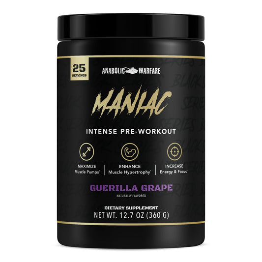 Anabolic Warfare Maniac scoop close-up for quick mixing and on-demand energy