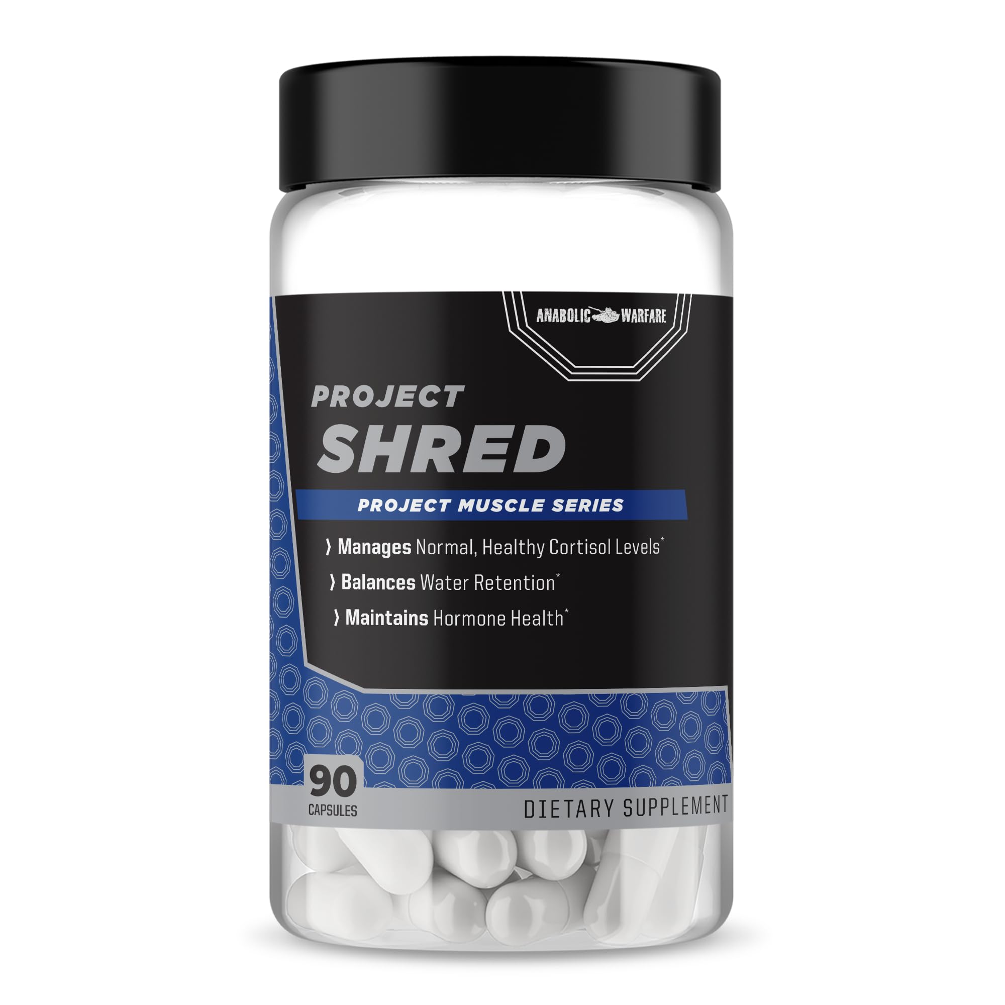 Anabolic Warfare Project Shred bottle front view for body recomposition support.