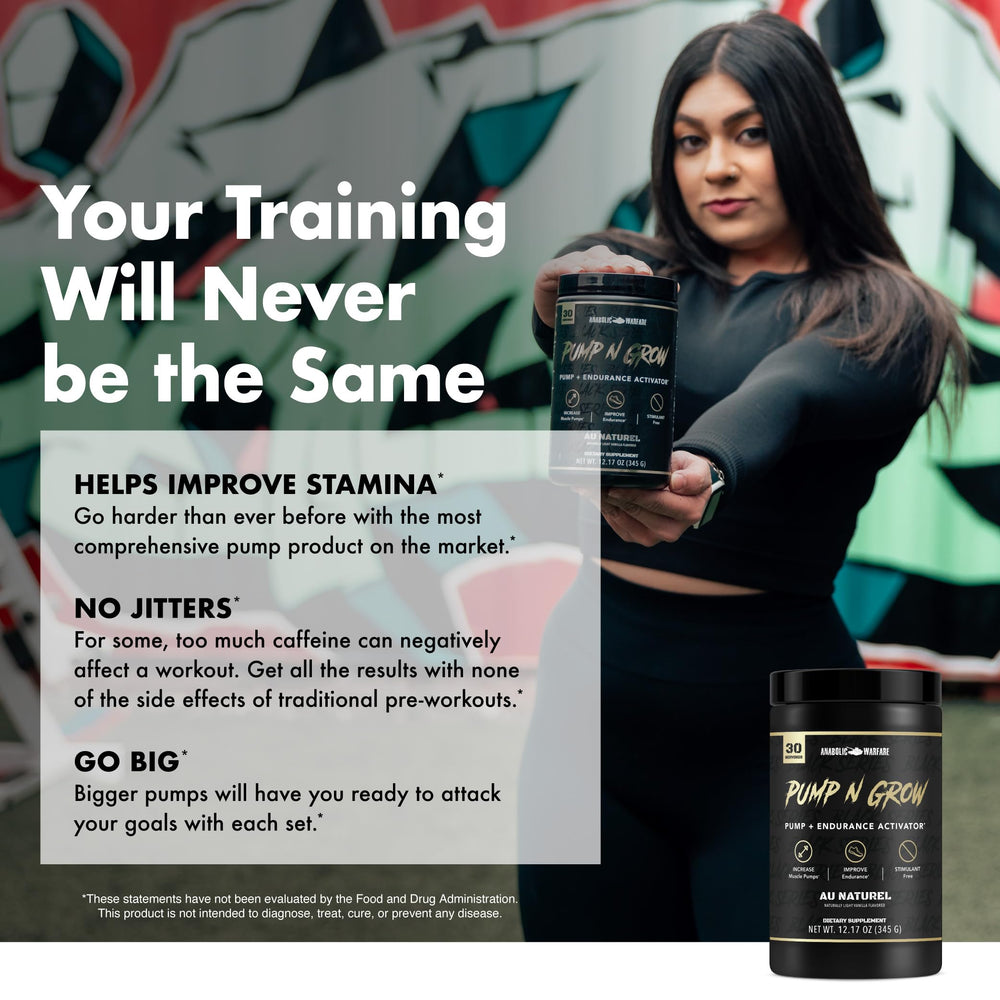 Anabolic Warfare Pump-N-Grow in a workout scene suggests focused training and pumps.