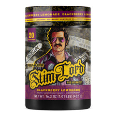 Stim Lord Blackberry Lemonade can front view highlighting bold energy and focus