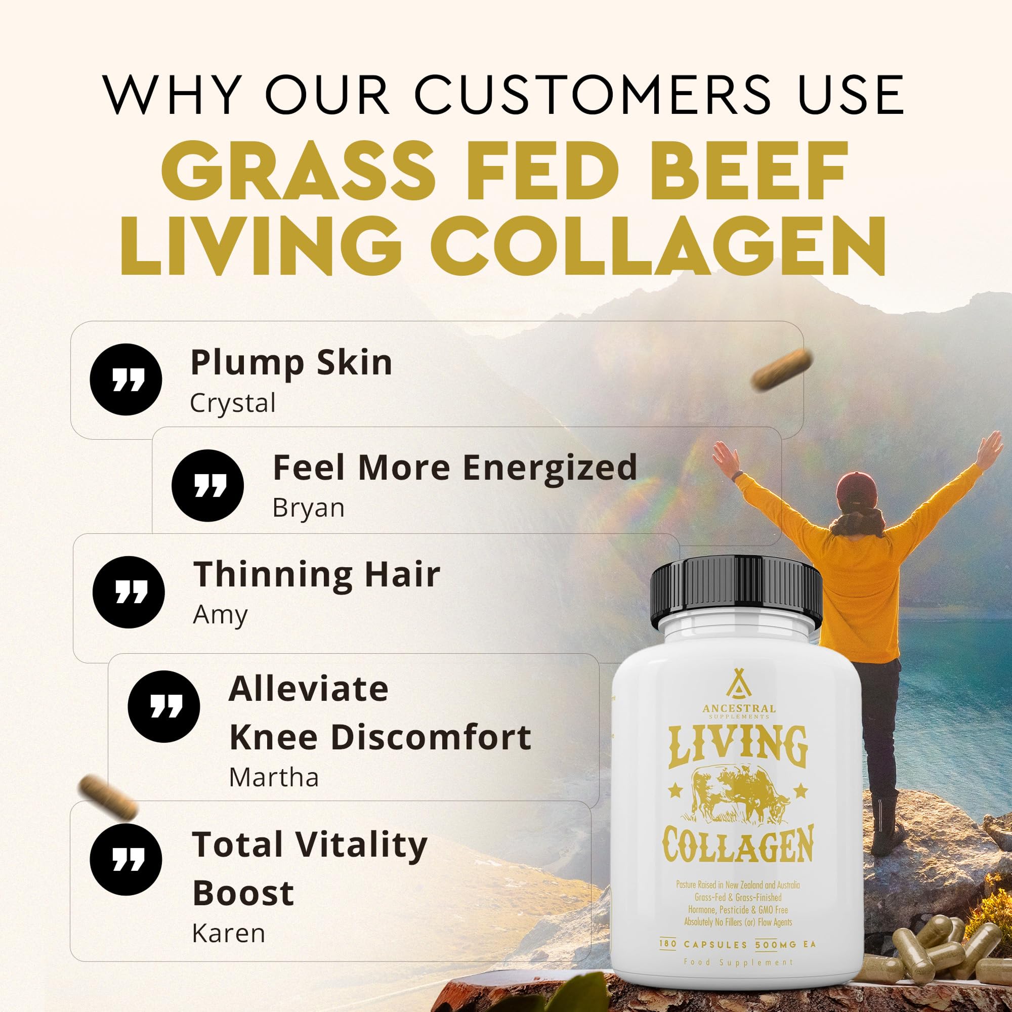 Ancestral Supplements active lifestyle shot promoting joint flexibility.