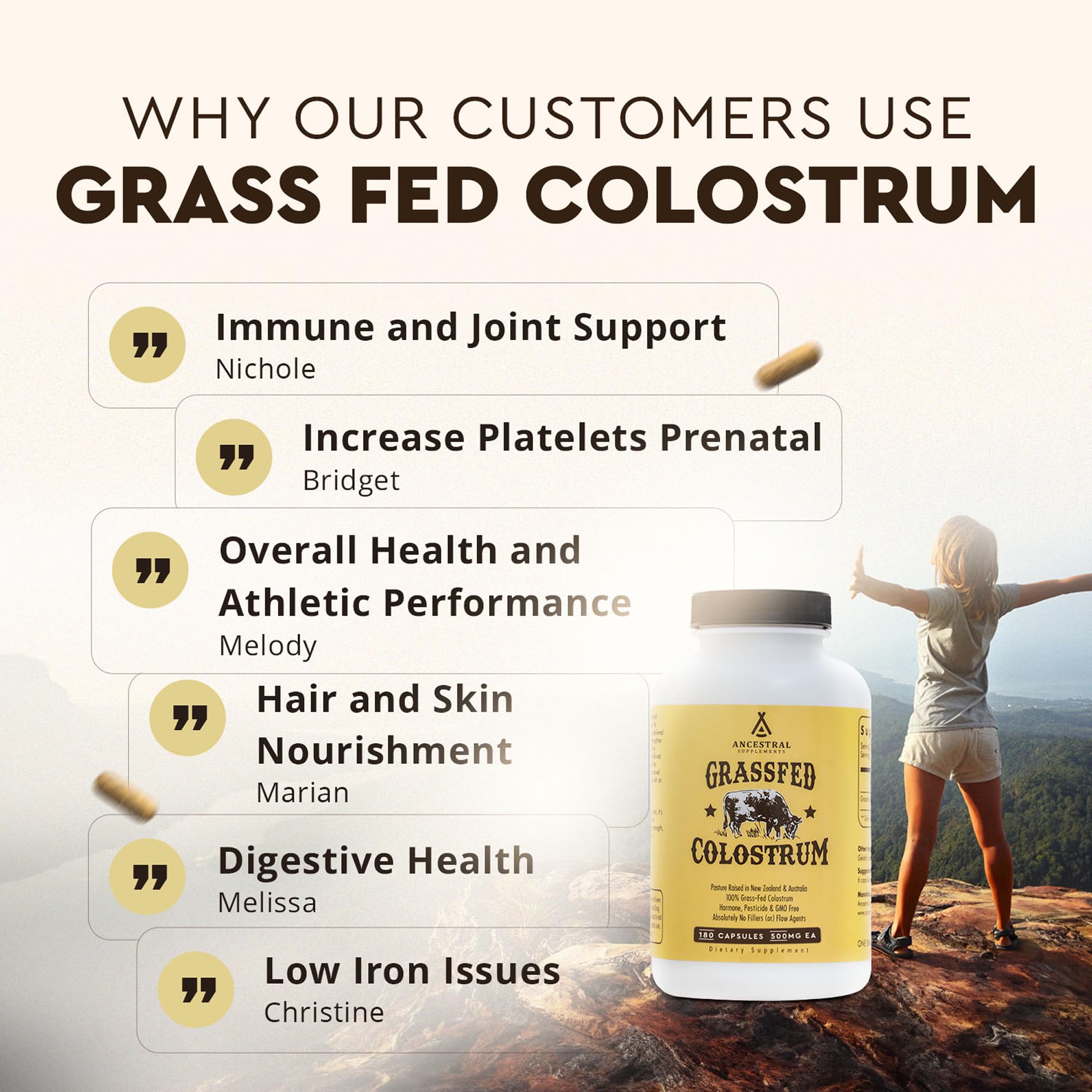 Dense-nutrition capsules from Ancestral Supplements hint at daily energy support.