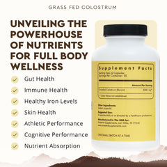 Ancestral Supplements beef colostrum capsules in hand suggest gut health benefits.