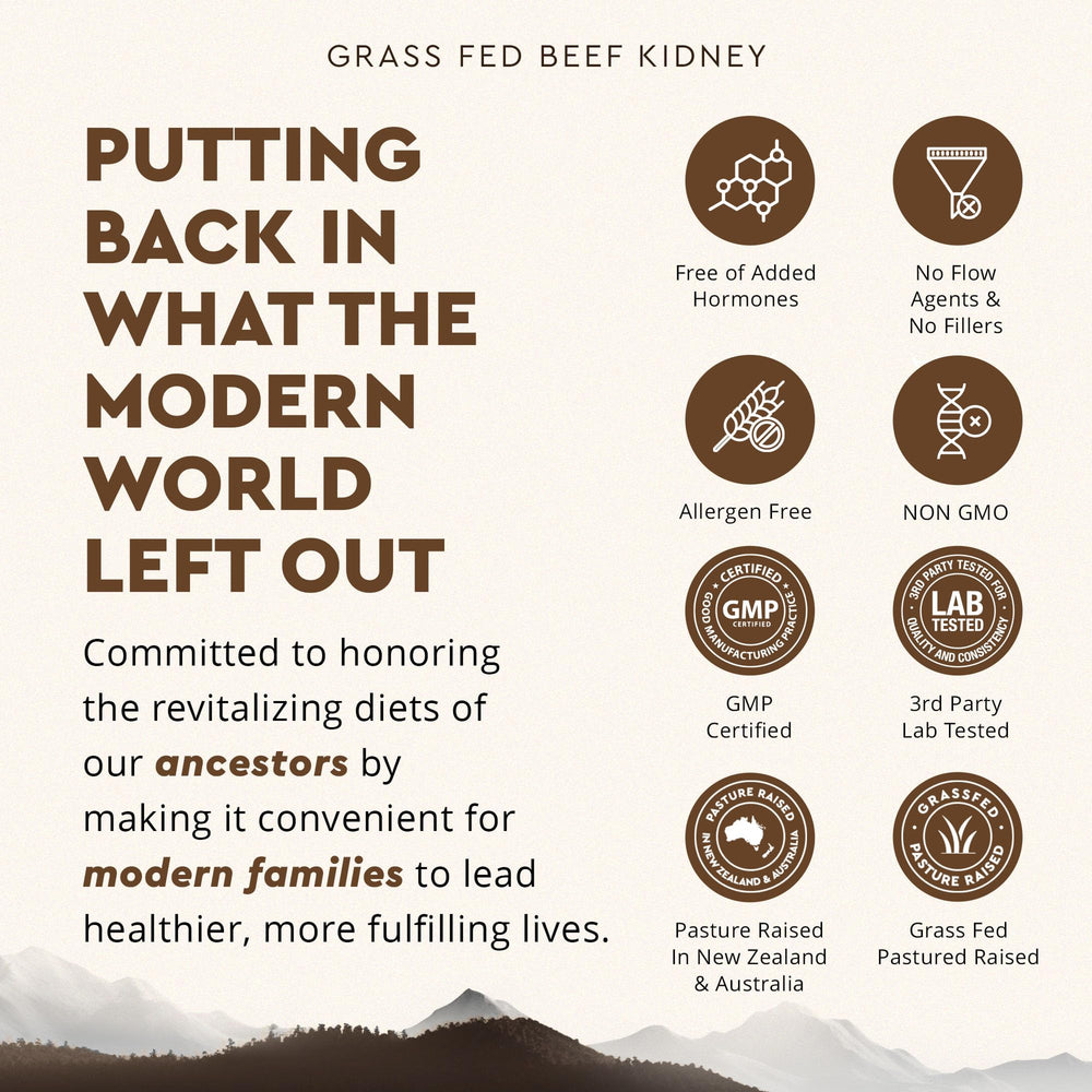 Ancestral Supplements grass-fed beef kidney powder close-up illustrating quality sourcing