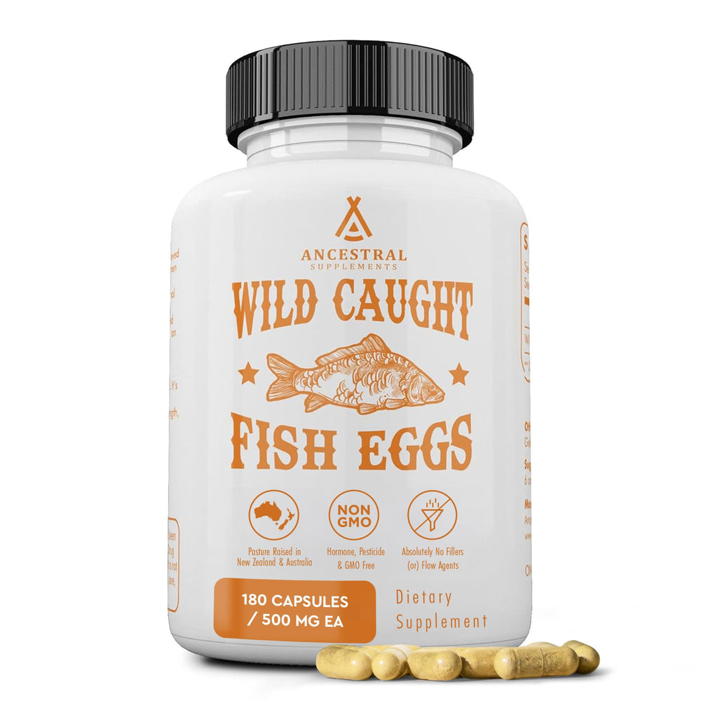 Ancestral Supplements Wild Caught Fish Eggs bottle with omega-3 goodness for daily vitality