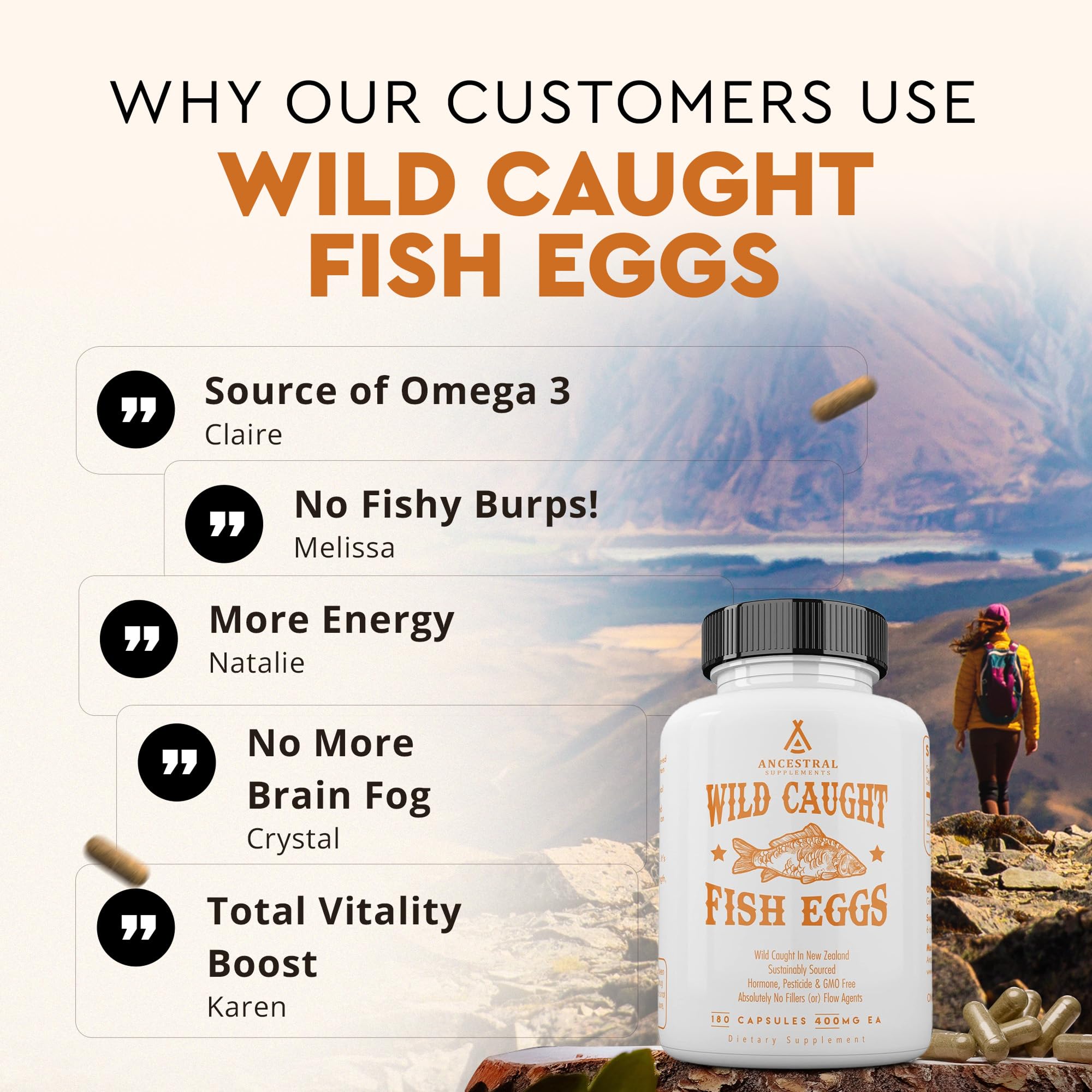 Ancestral Supplements Wild Caught Fish Eggs freeze-dried process preserves nutrients and potency