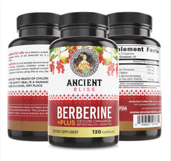 Ancient Bliss Berberine HCL 1200mg daily routine with capsules supporting balanced nutrition.