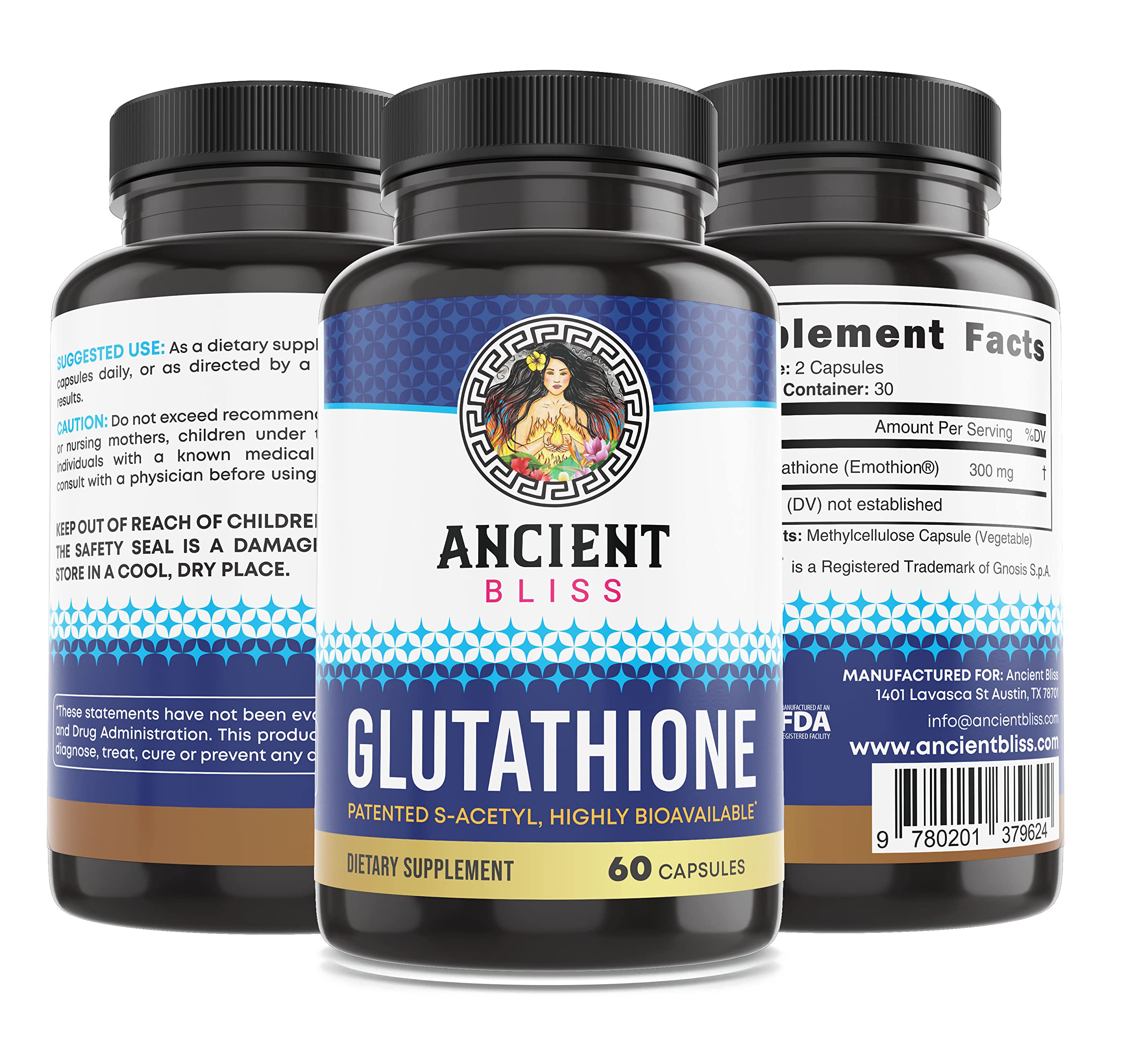 Ancient Bliss easy-to-take capsules ready with water.