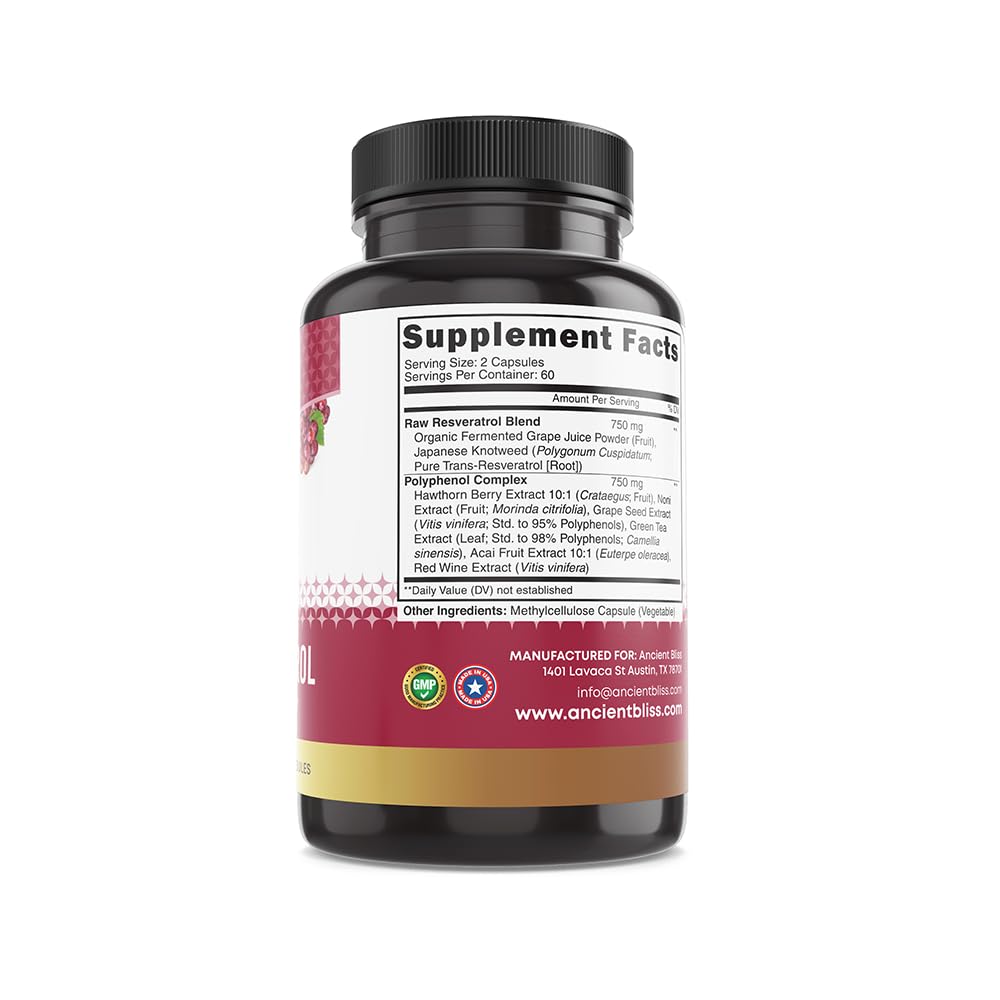 Ancient Bliss Resveratrol capsules ready to swallow for daily use