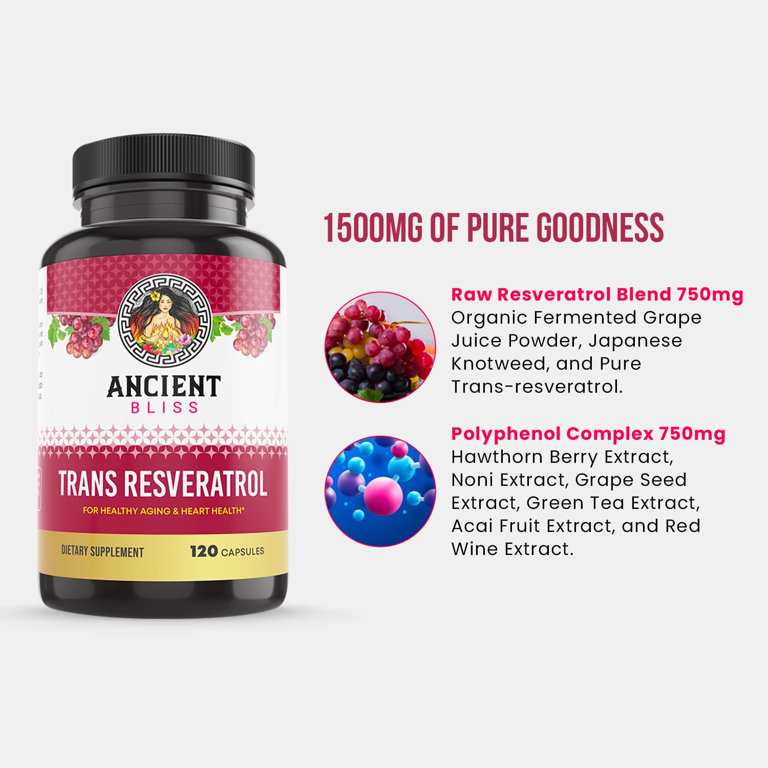 Ancient Bliss Resveratrol grape seed extract capsule close-up