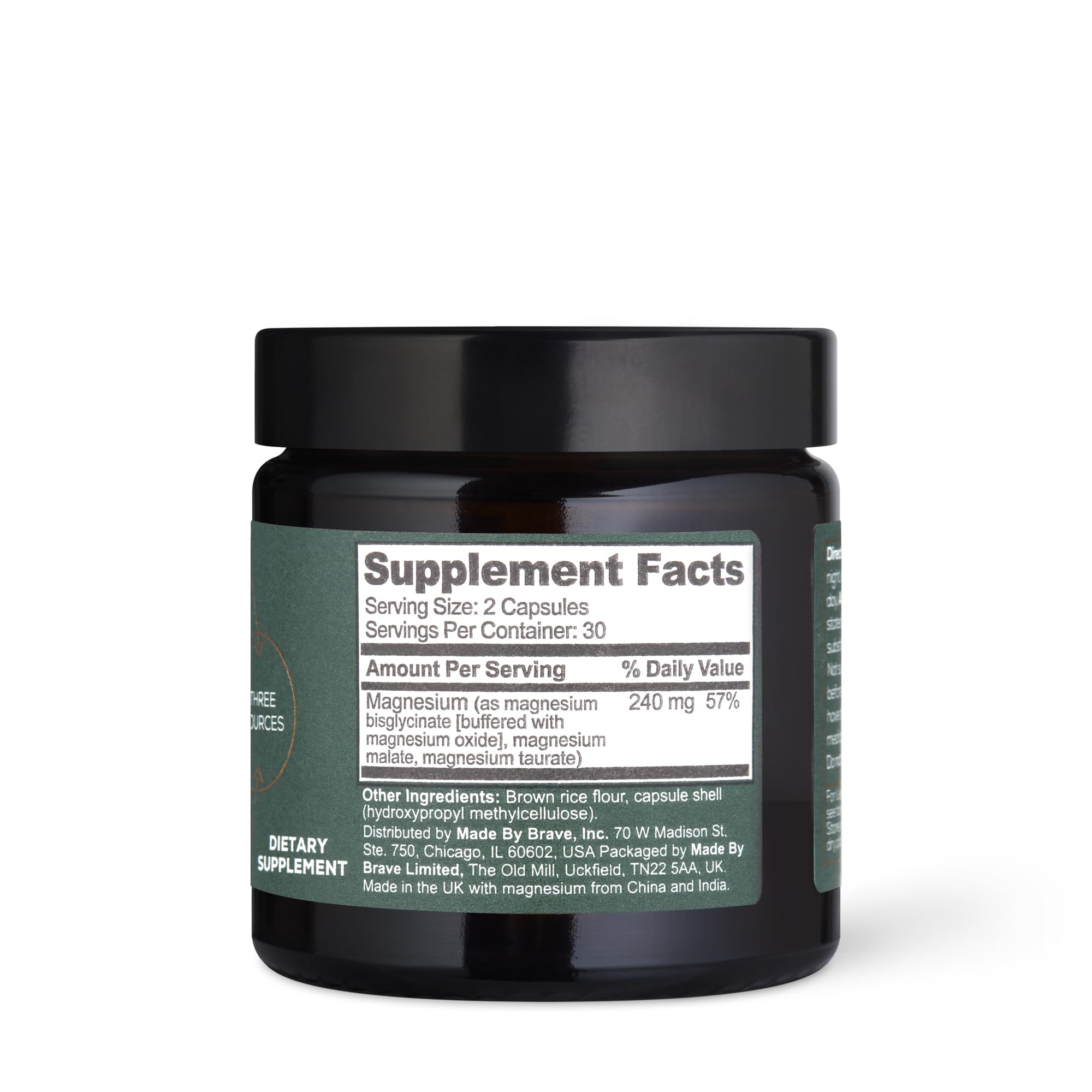 Ancient + Brave vegan magnesium capsules in a clean shell for daily ritual.