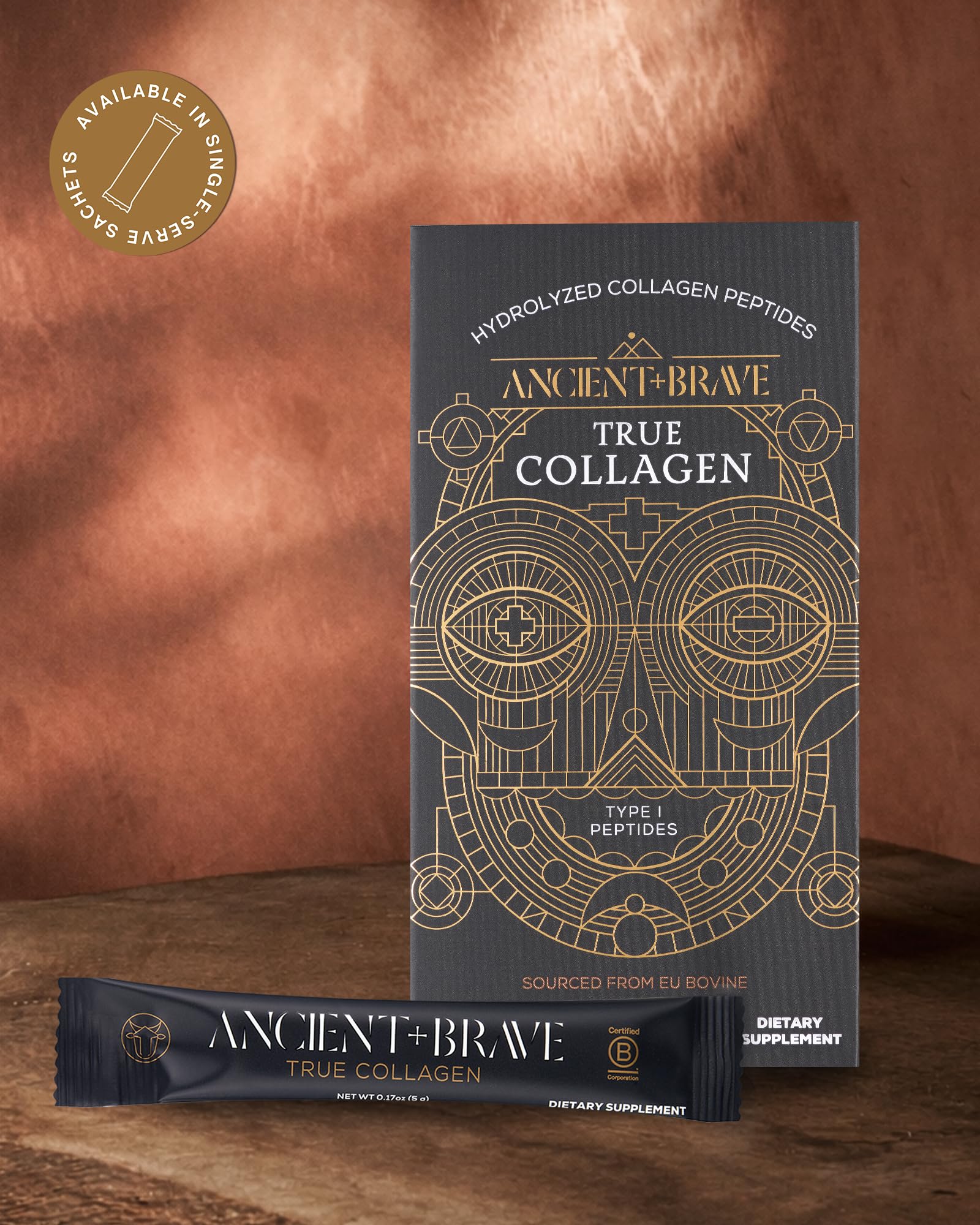 Ancient + Brave True Collagen daily routine setup for a simple wellness ritual