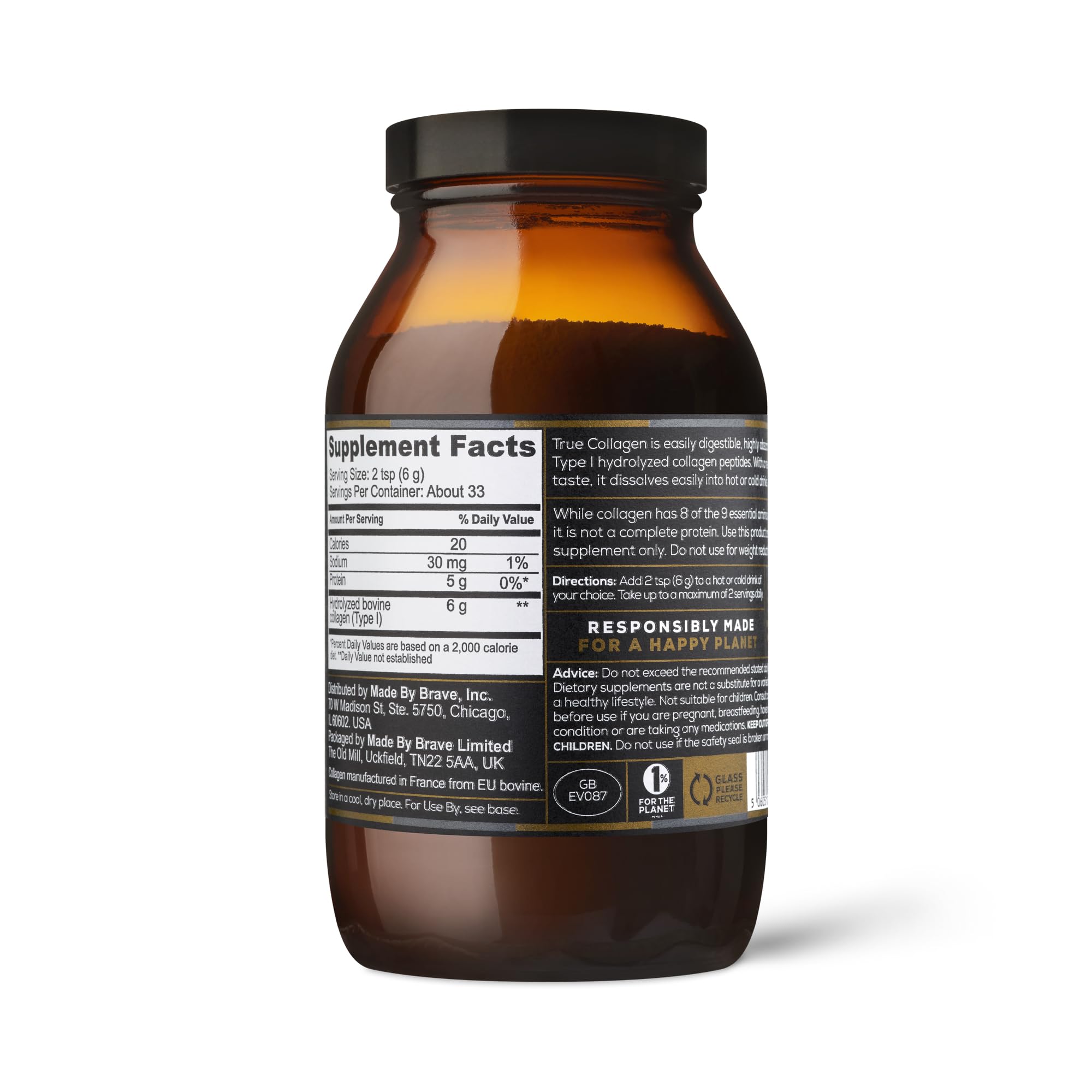 Ancient + Brave True Collagen EU grass-fed sourcing emphasized in packaging
