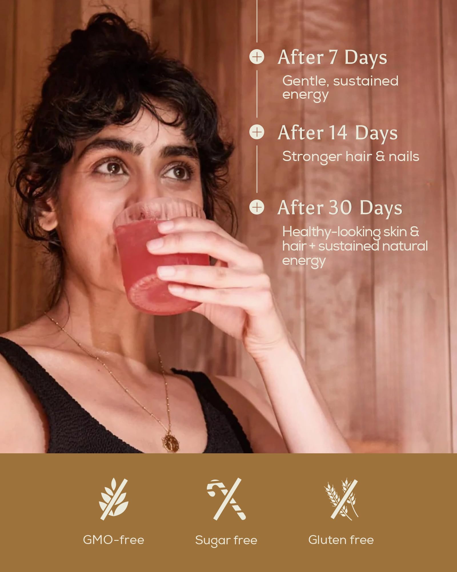 Ancient + Brave True Collagen smooth blend dissolving in a drink