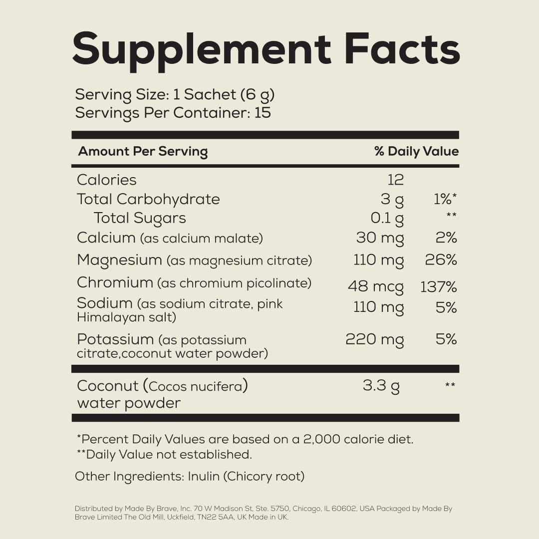 Close-up of ingredients with coconut powder and minerals