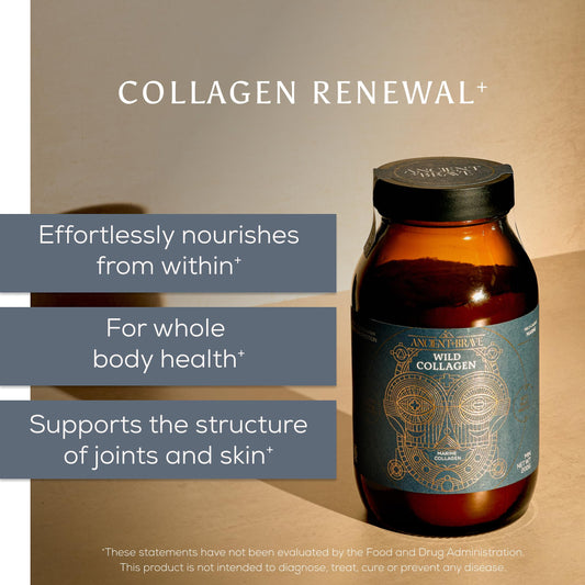 Ancient + Brave collagen powder scoop ready to mix into beverages for convenience