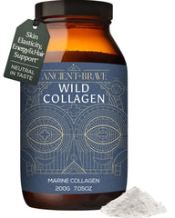 Ancient + Brave marine collagen powder tub closeup for daily beauty support