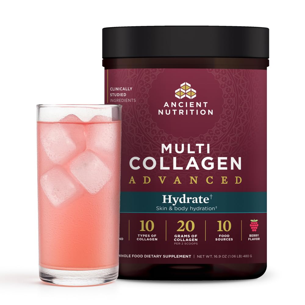 Ancient Nutrition Advanced Multi Collagen Hydrate bottle pour for quick hydration