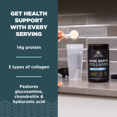 Ancient Nutrition Bone Broth Collagen Vanilla blends smoothly into smoothies for convenience
