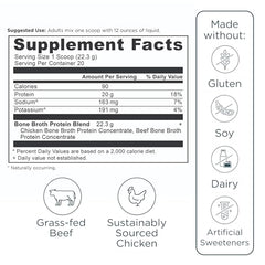 Ancient Nutrition bone broth protein dairy-free banner communicates suitability for dairy-free diets.