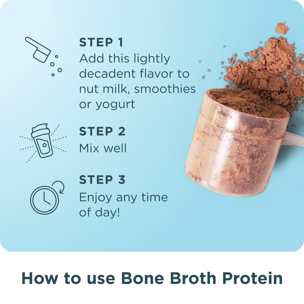 Ancient Nutrition bone broth protein powder gluten-free icon on packaging.