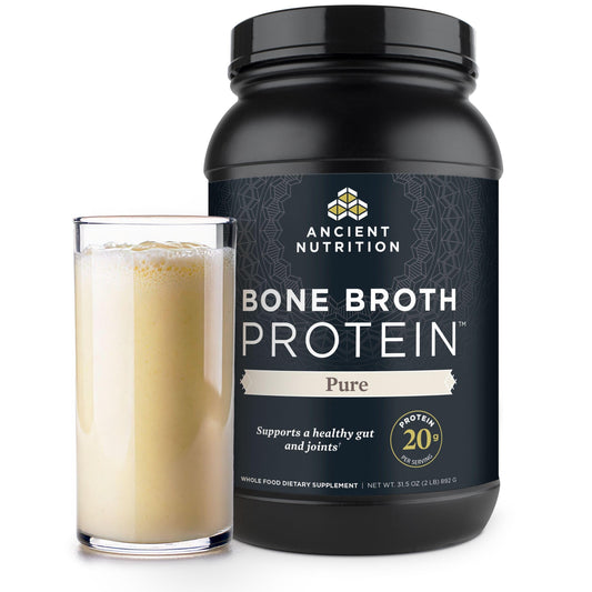 Ancient Nutrition Bone Broth Protein Vanilla scoop ideal for smoothies and shakes