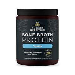 Ancient Nutrition bone broth protein vanilla tub ready for smoothies and meals