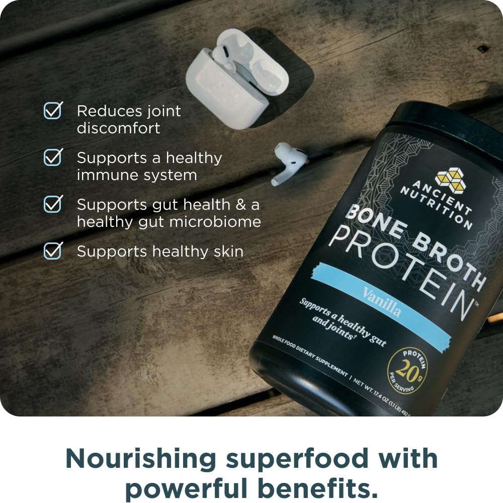 Ancient Nutrition bone broth protein in a mug ready to enjoy