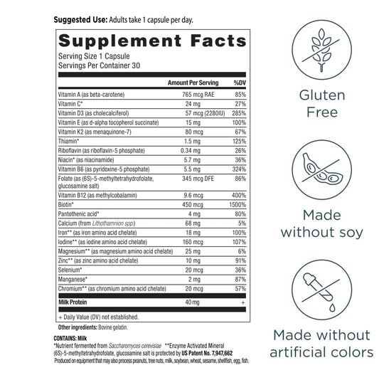 Ancient Nutrition bone health label highlighting minerals for strong bones.