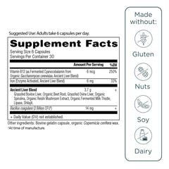 Ancient Nutrition bottle with dosage information and serving size.