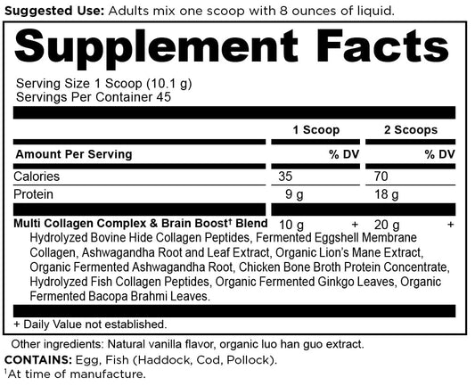 Ancient Nutrition brain boost collagen visual highlighting mental clarity support