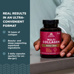 Ancient Nutrition capsules being poured into a glass for easy daily use