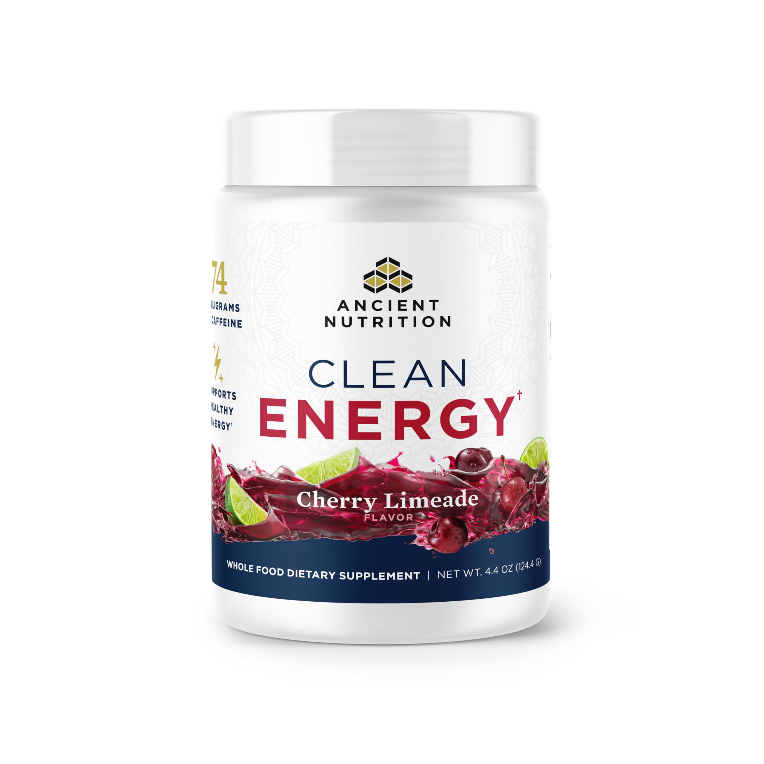 Ancient Nutrition Clean Energy Powder Cherry Limeade tub with label