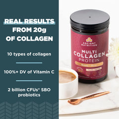 Ancient Nutrition Beauty + Sleep scoop indicating 9g protein per serving.