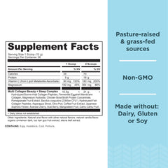 Ancient Nutrition Beauty + Sleep bottle back shows ingredients and sourcing.